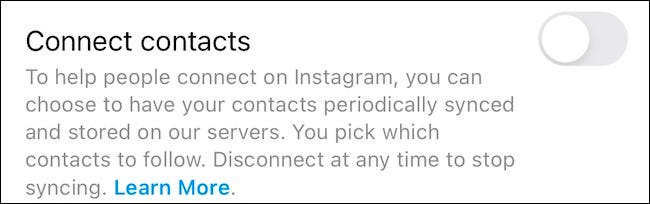 Instagram'da Connect Kişileri Aç / Kapat